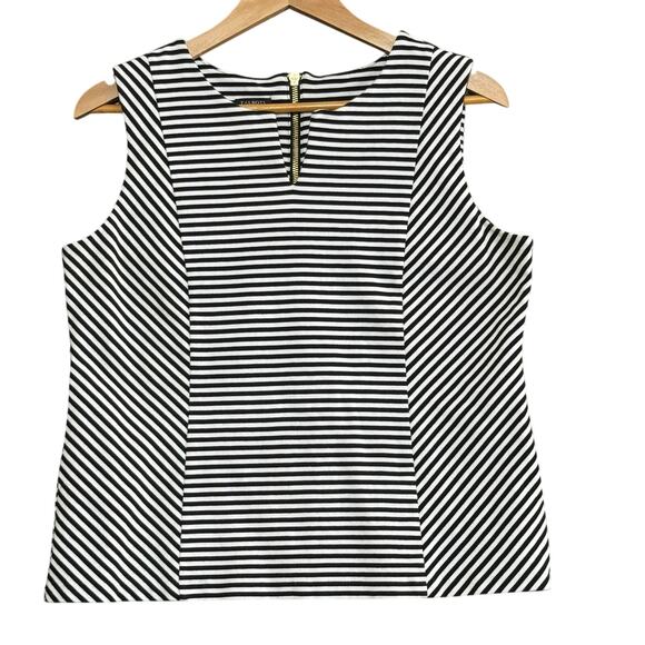 TALBOTS Women’s Size LP Black White Striped Sleeveless Workwear Office Fashion - Picture 1 of 8